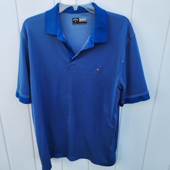Callaway Golf Polo Shirt Mens Size Medium Opti Dri Blue Short Sleeve - Picture 1 of 8